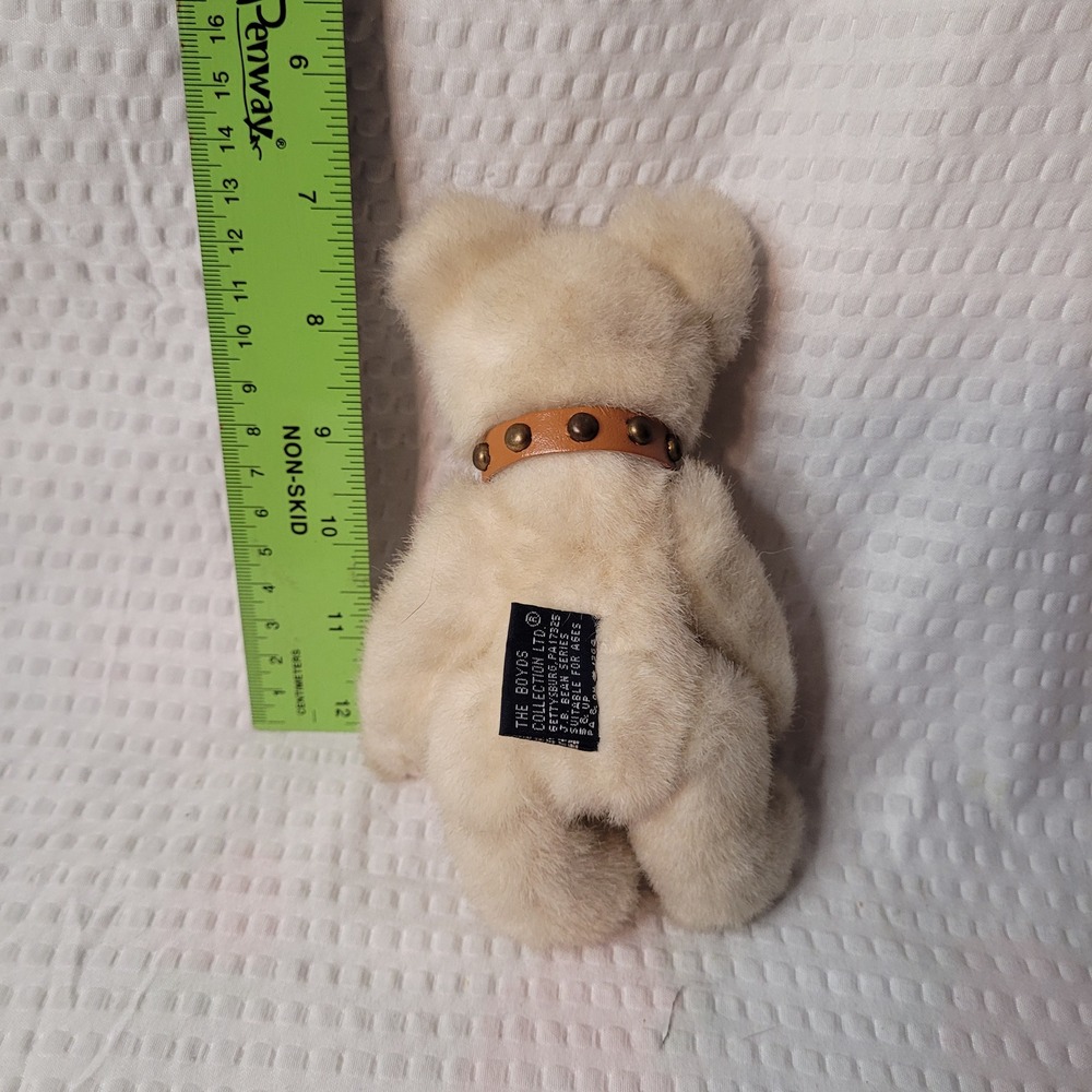 Boyds Collection J.B. Bean Series Cream Teddy Bear Studded Collar Vintage 6 Inch - Picture 2 of 4
